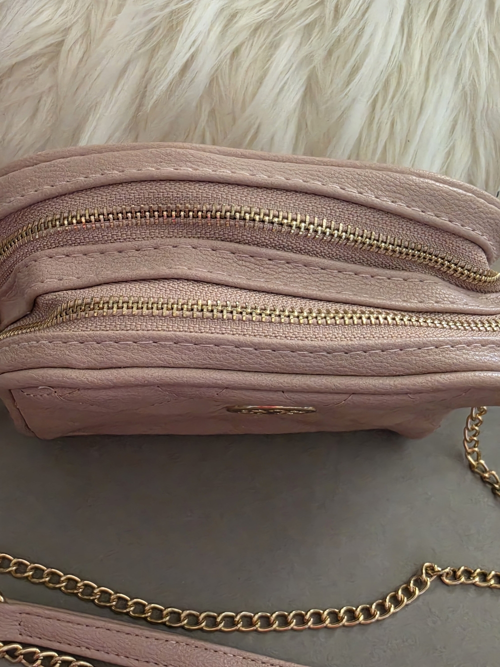 Quilted Blush Pink Crossbody Bag Double Zipper - Picture 4 of 13